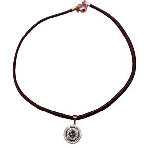 Elegant Silver and Black Pendant Necklace 17 inches (3 for $12 item)